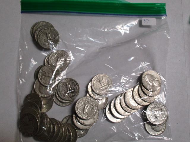 Silver Washington 25 cent 50's & 60's (50 coins)