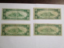 National Currency 1929 $10.00 notes (4 notes)