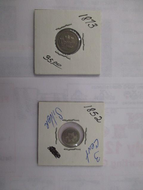 U.S. discontinued Coins 1852-Silver3 Cent & 1873 Nickel 3 Cent