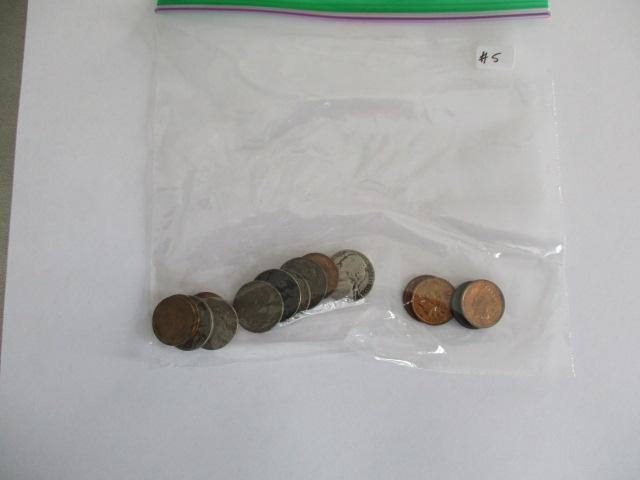 Various U.S. coins Indian head cents cleaned (8), 5 cent pieces shield & liberty poor condition (6),