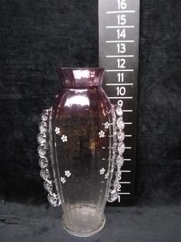Vintage Studio Art Glass Hand blown and Painted Vase