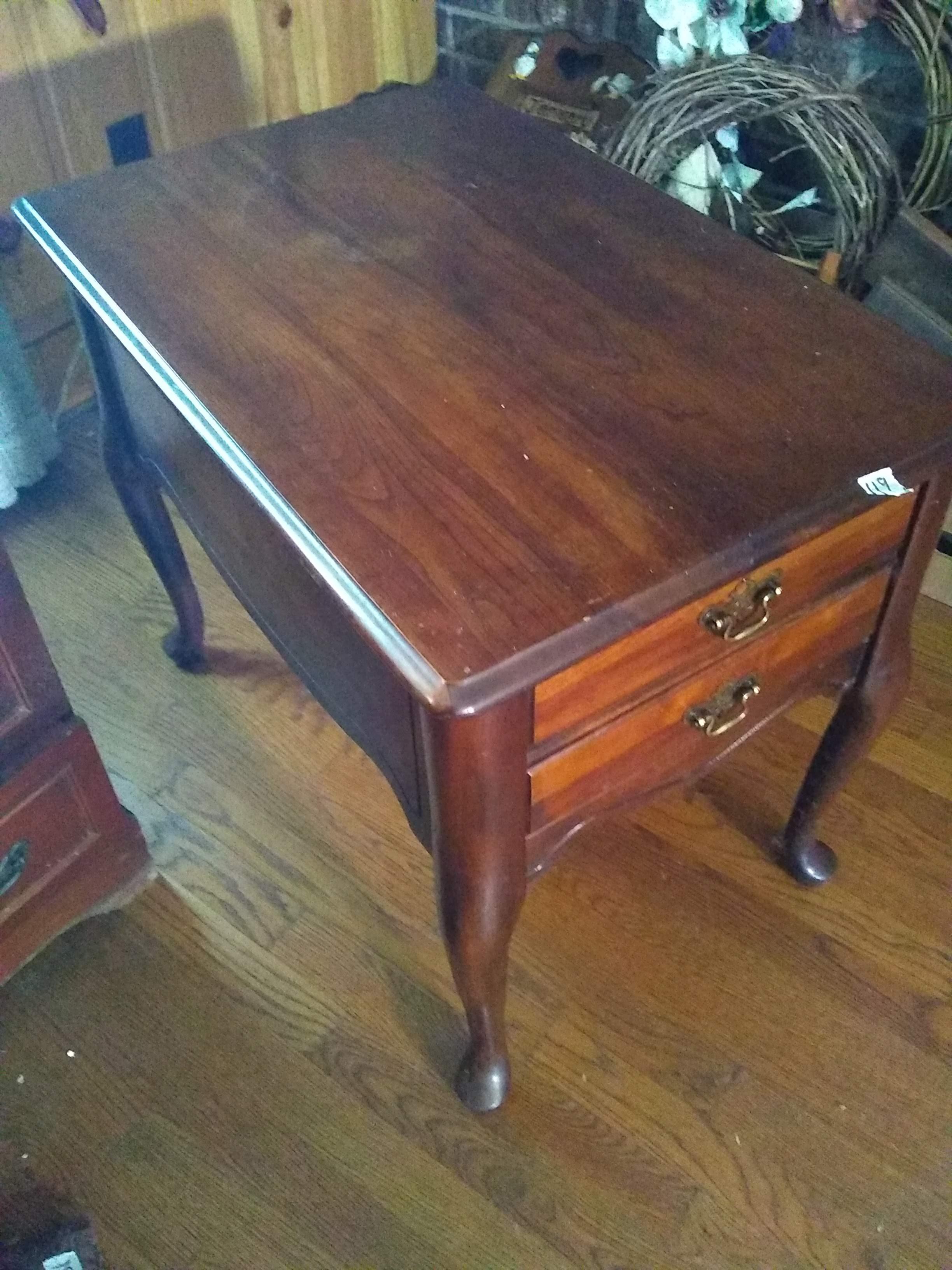 Mahogany Chippendale 2 Drawer Side Table