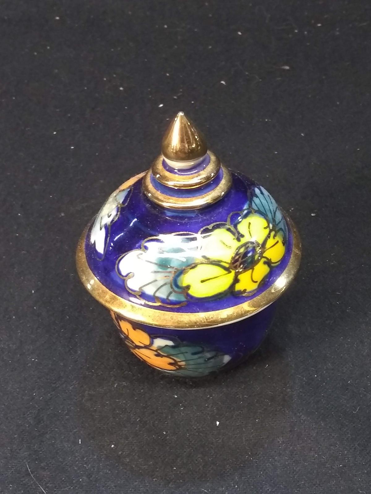 Vintage Enameled Porcelain Covered Trinket Box