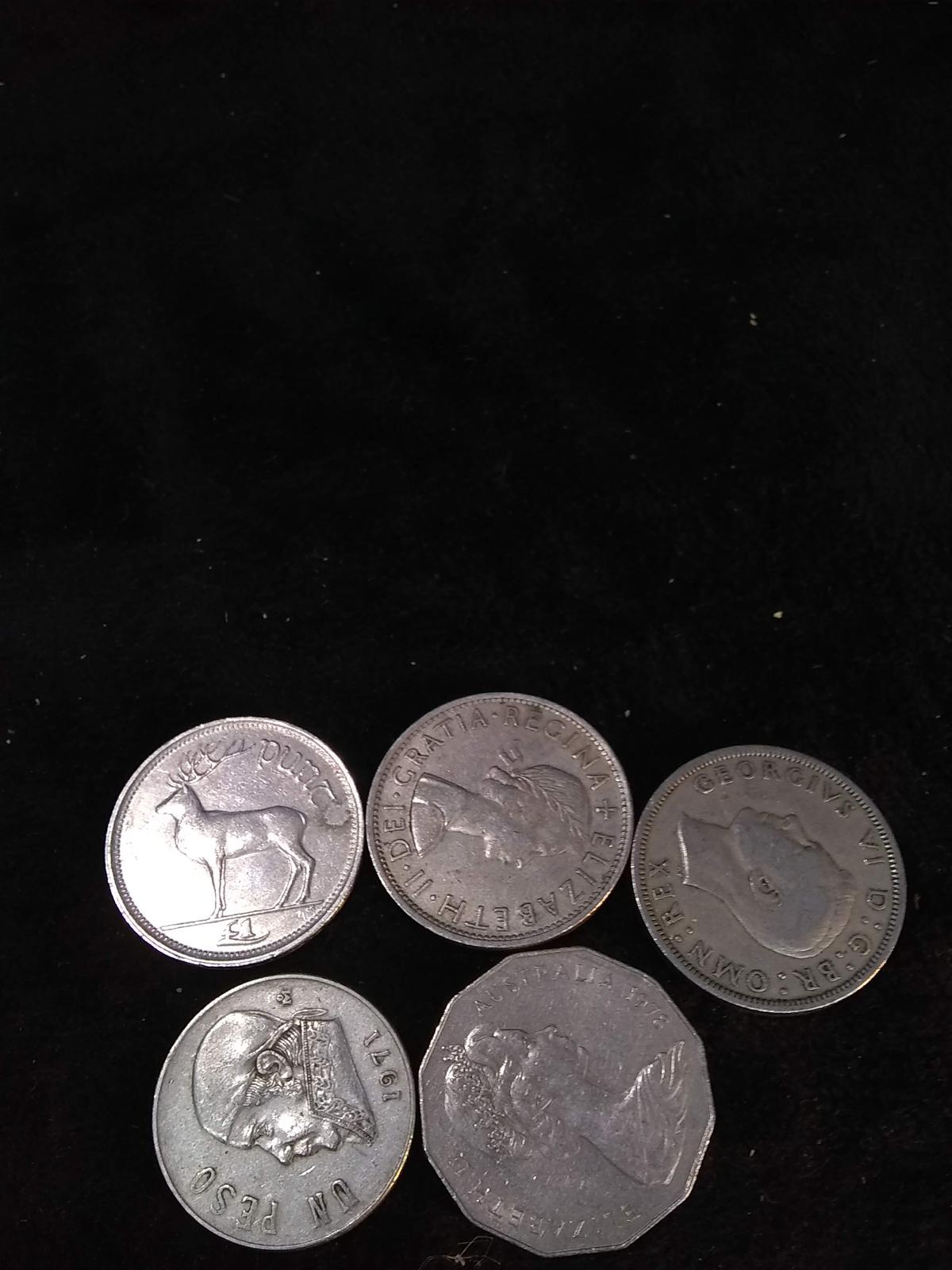 Collection 5 Assorted Foreign Coins