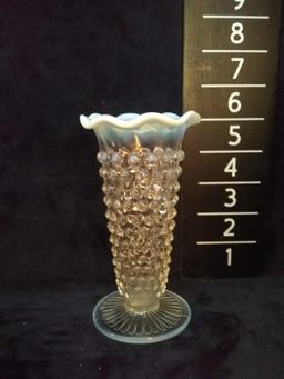 Vintage Fenton Opalescent Hobnail Ruffled Edge Bud Vase