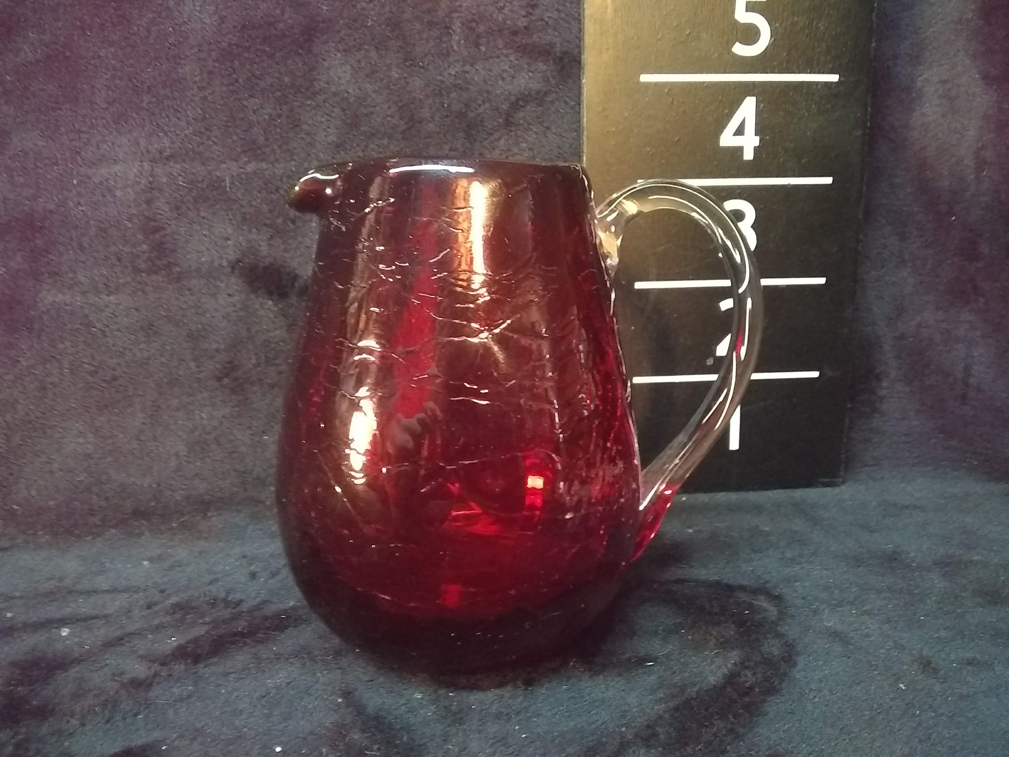 Antique Hand Blown Ruby Red Pitcher with Pontil