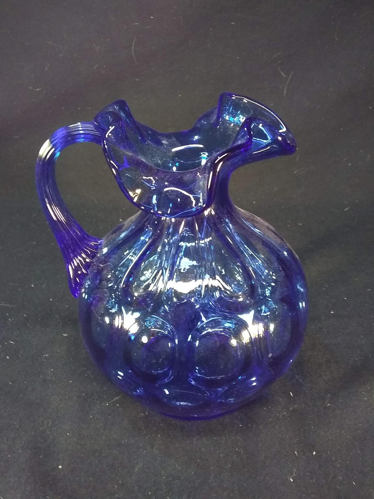 Cobalt Blue Fenton Bullseye Pitcher