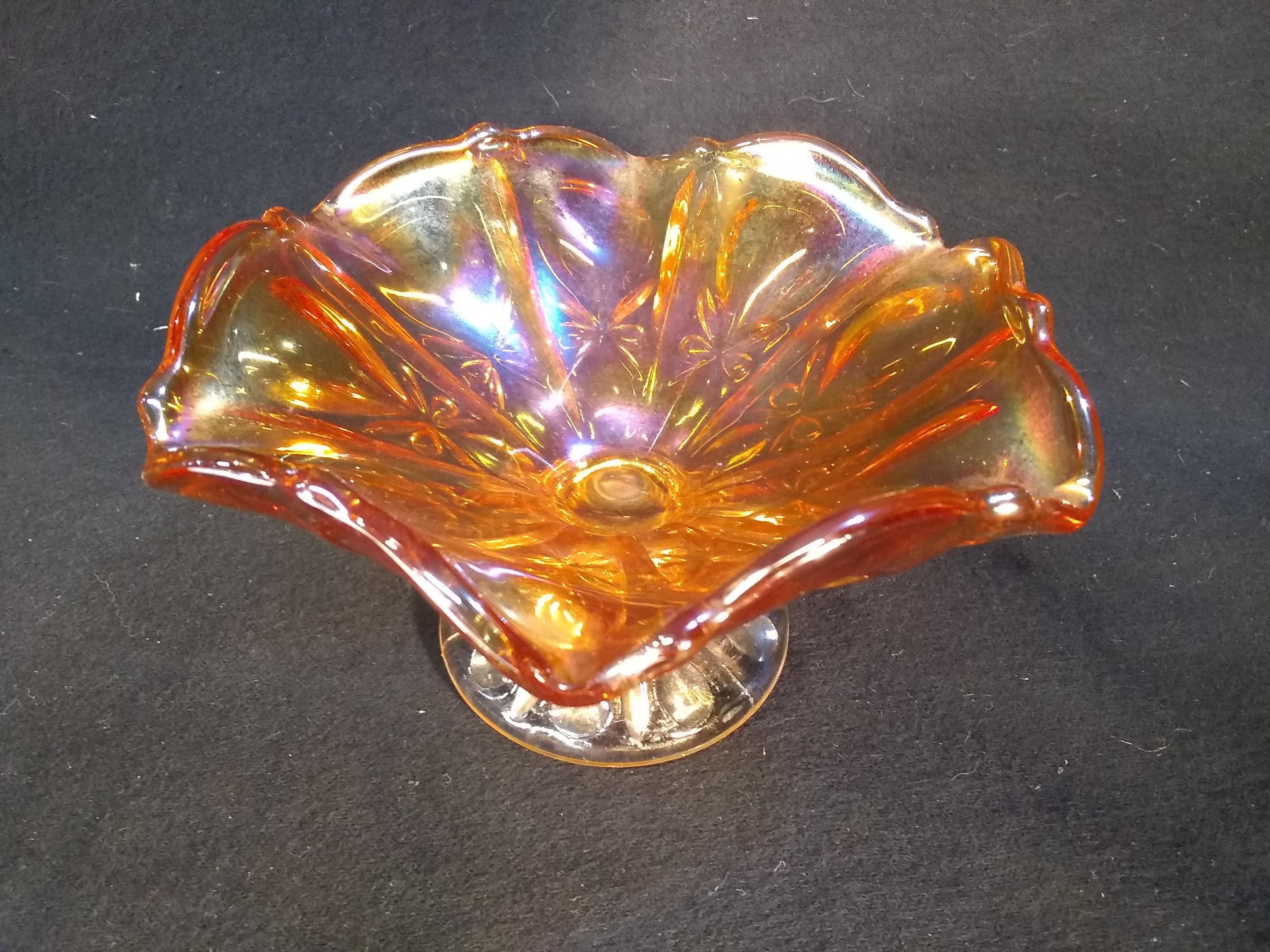 Vintage Iridescent Ruffled Rim Dish