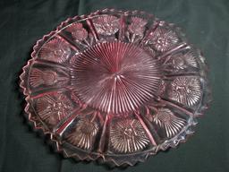 Collection 7 Antique Pink Depression Thistle Round Plates