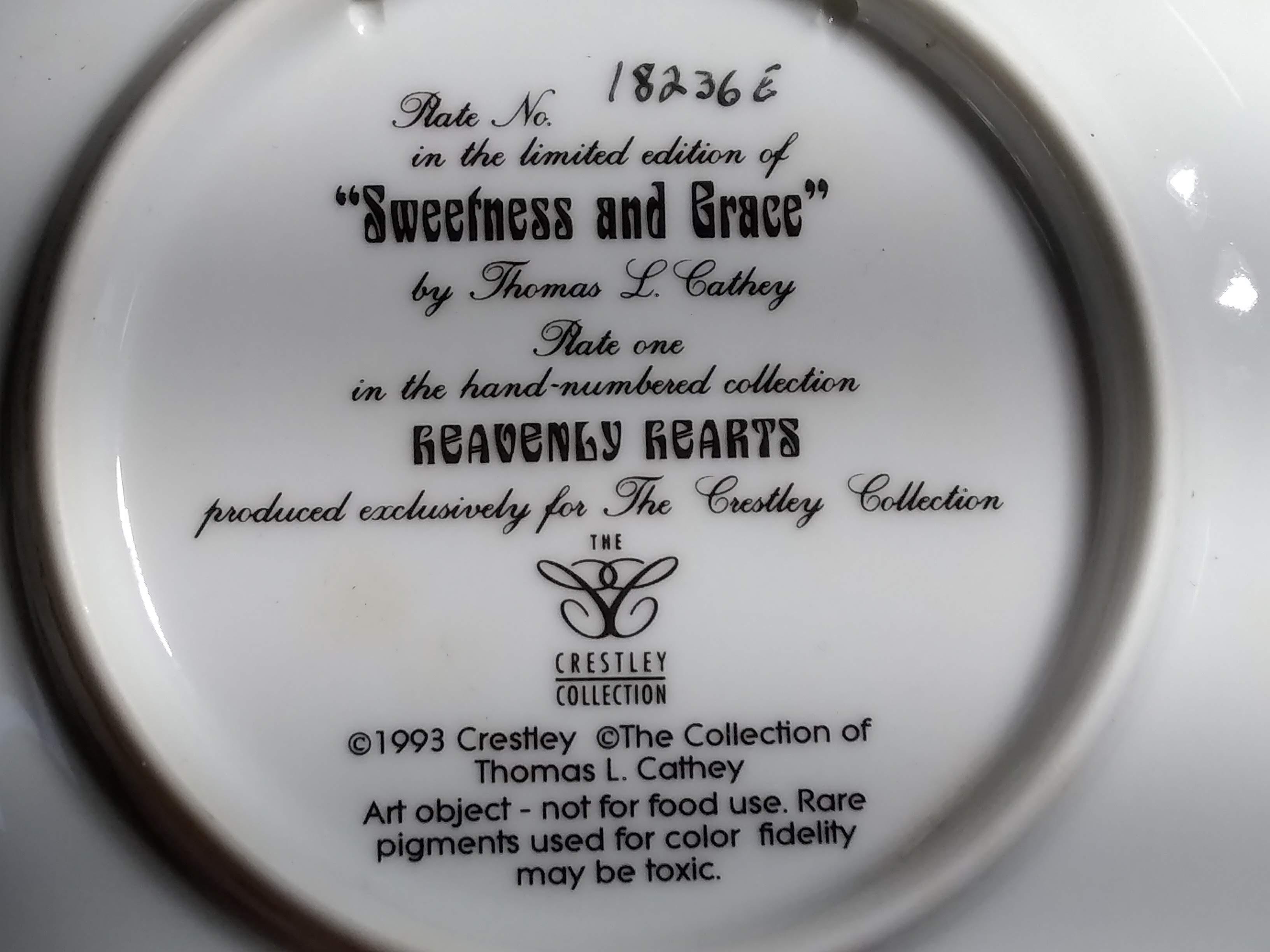 Collectible Plate-Heavenly Hearts Sweetness and Grace by Thomas Cathey with COA