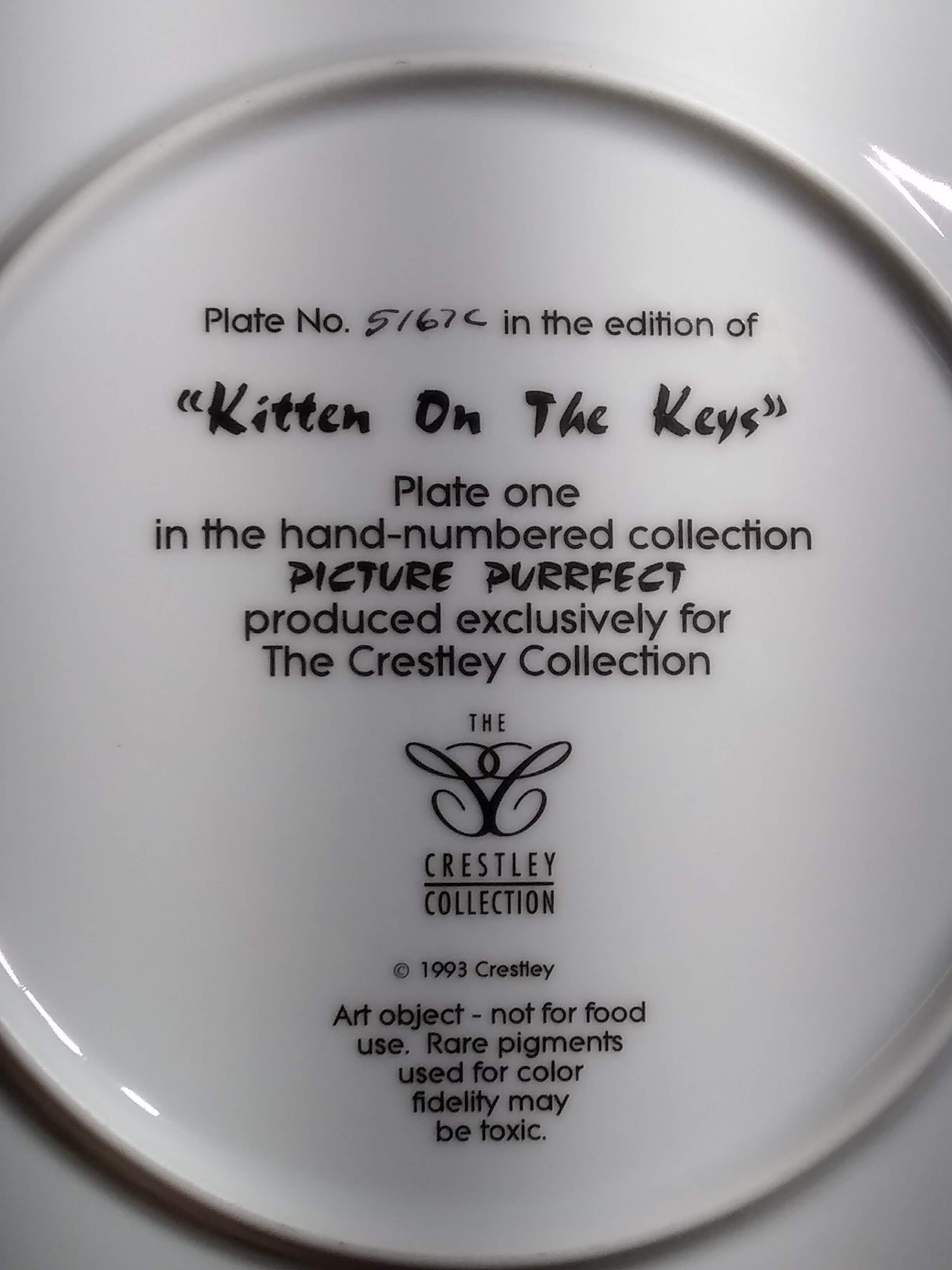 Collectible Plate-Kitten on the Keys by The Crestle Collection