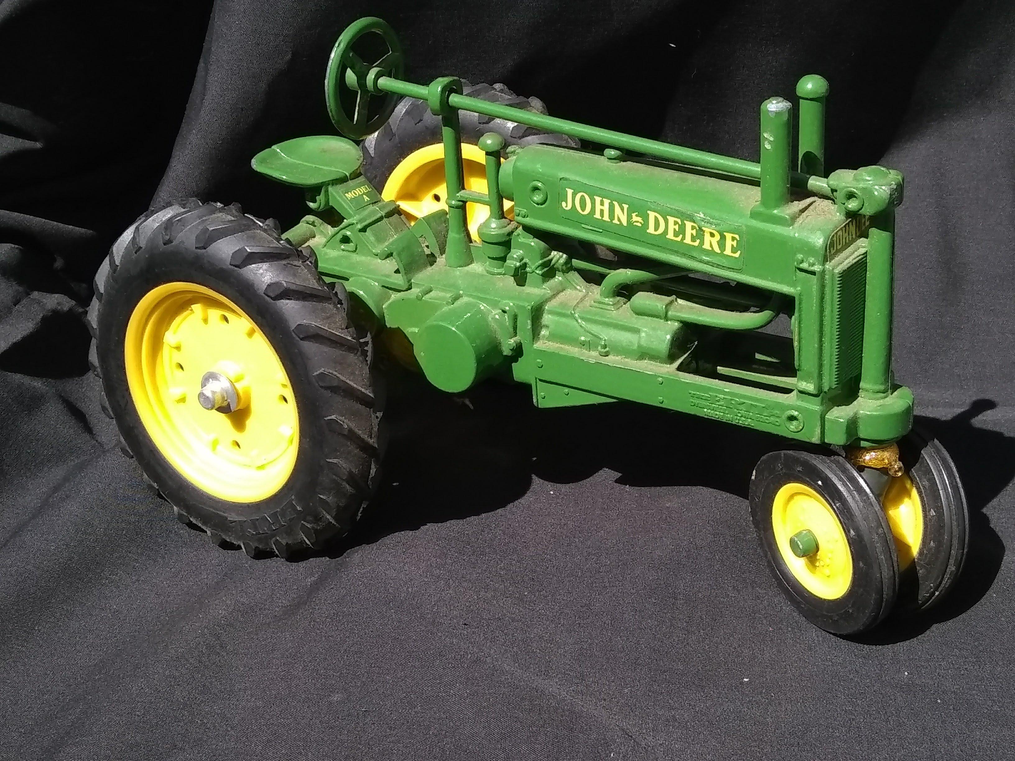 Die Cast John Deere Tractor Model A Repaired Front Wheel