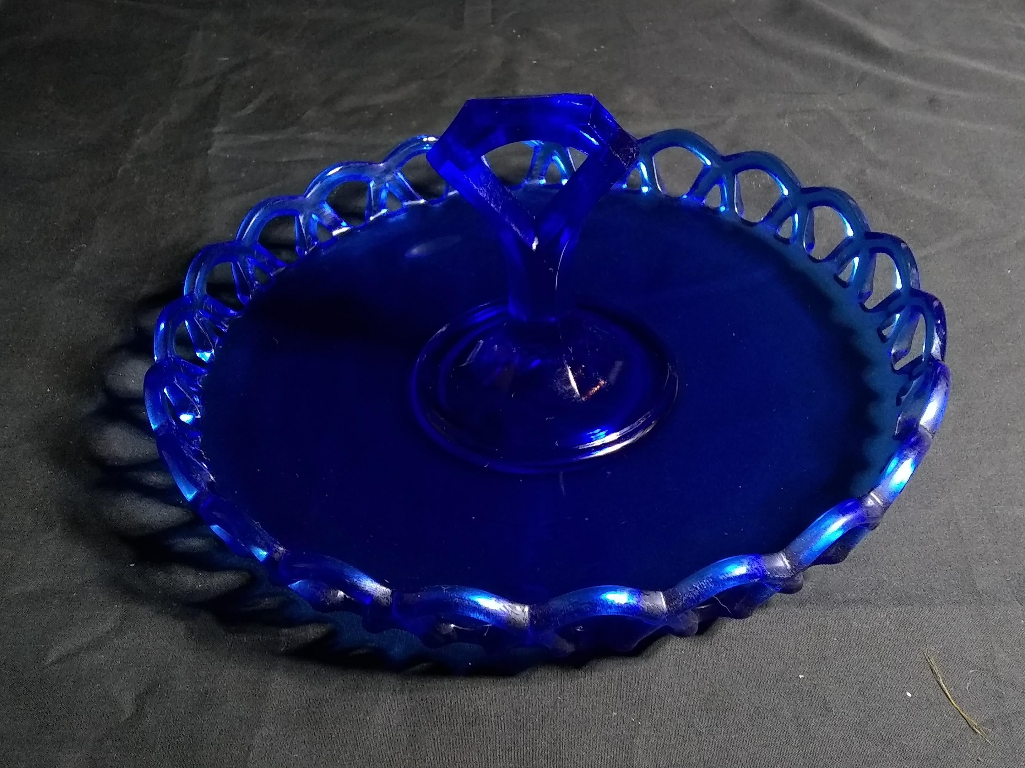 Cobalt Blue Pierced Edge Torte Tray