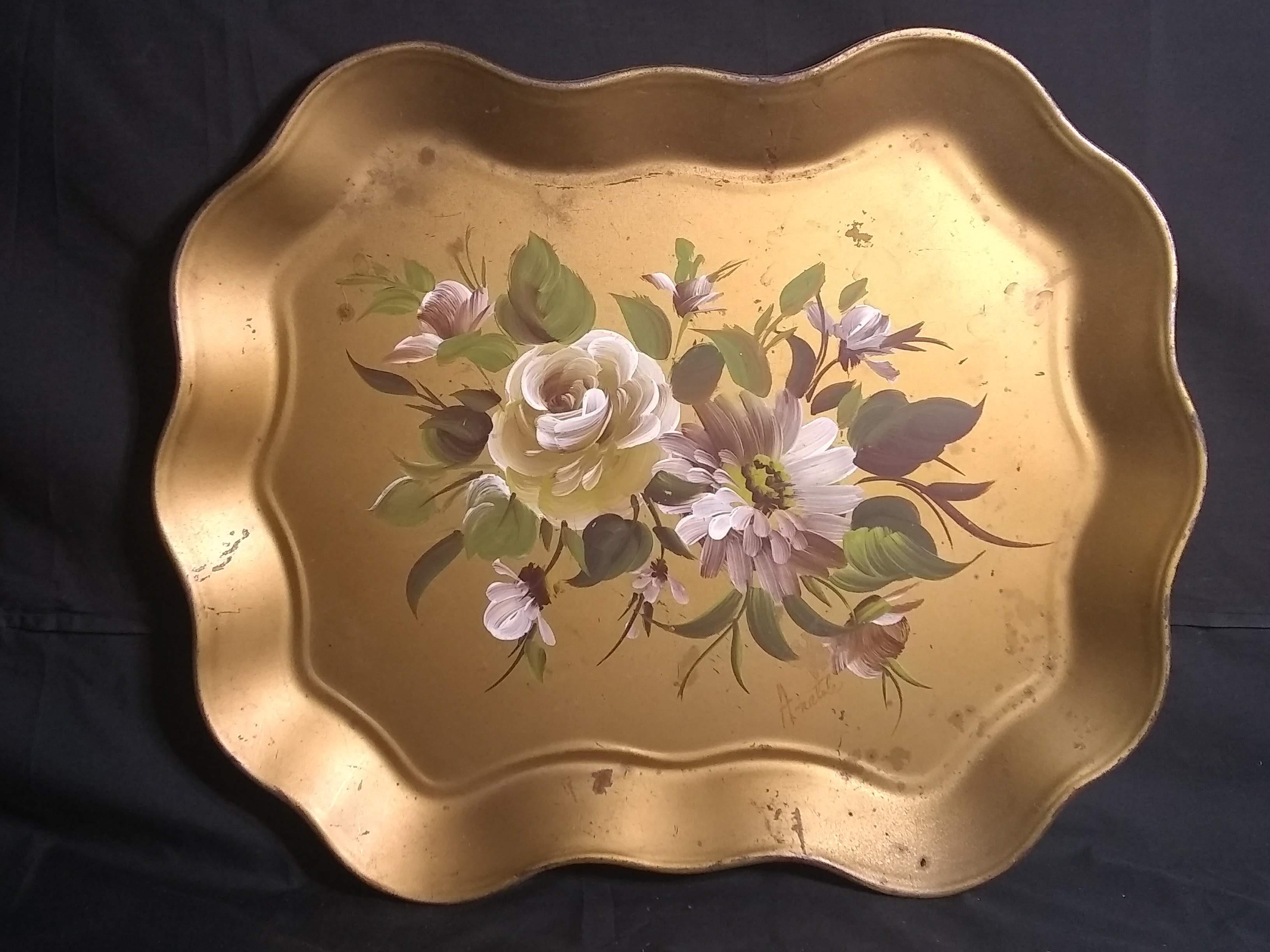 Hand painted and Signed Serving Tray