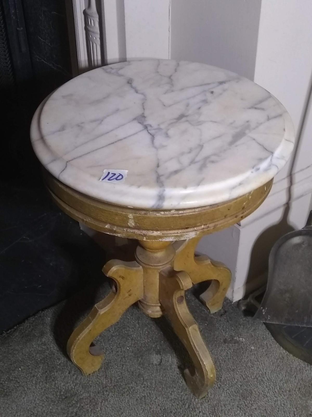 Victorian Walnut Marble Top Plant Stand