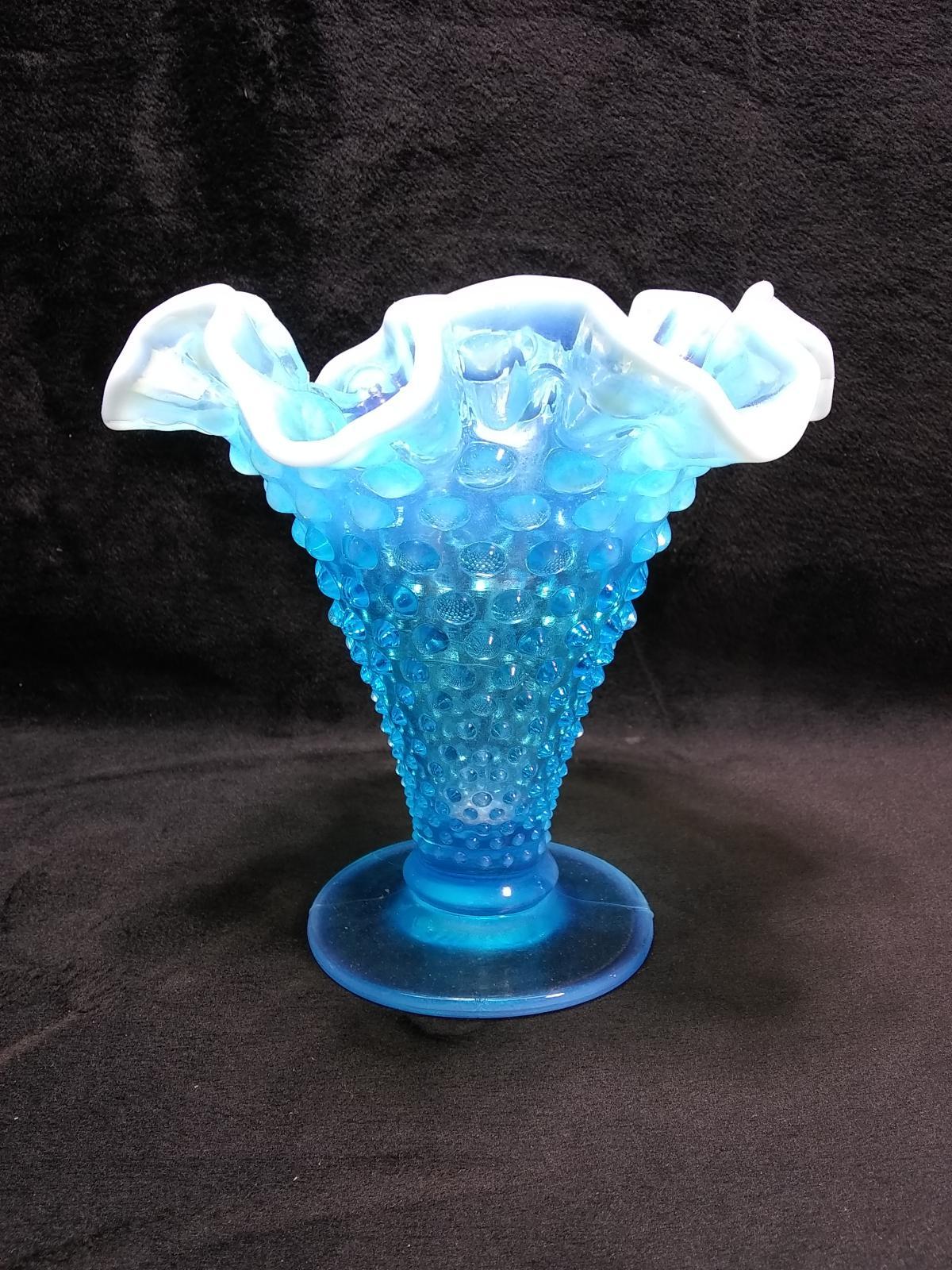 Fenton Aqua Blue Hobnail Opalescent Vase