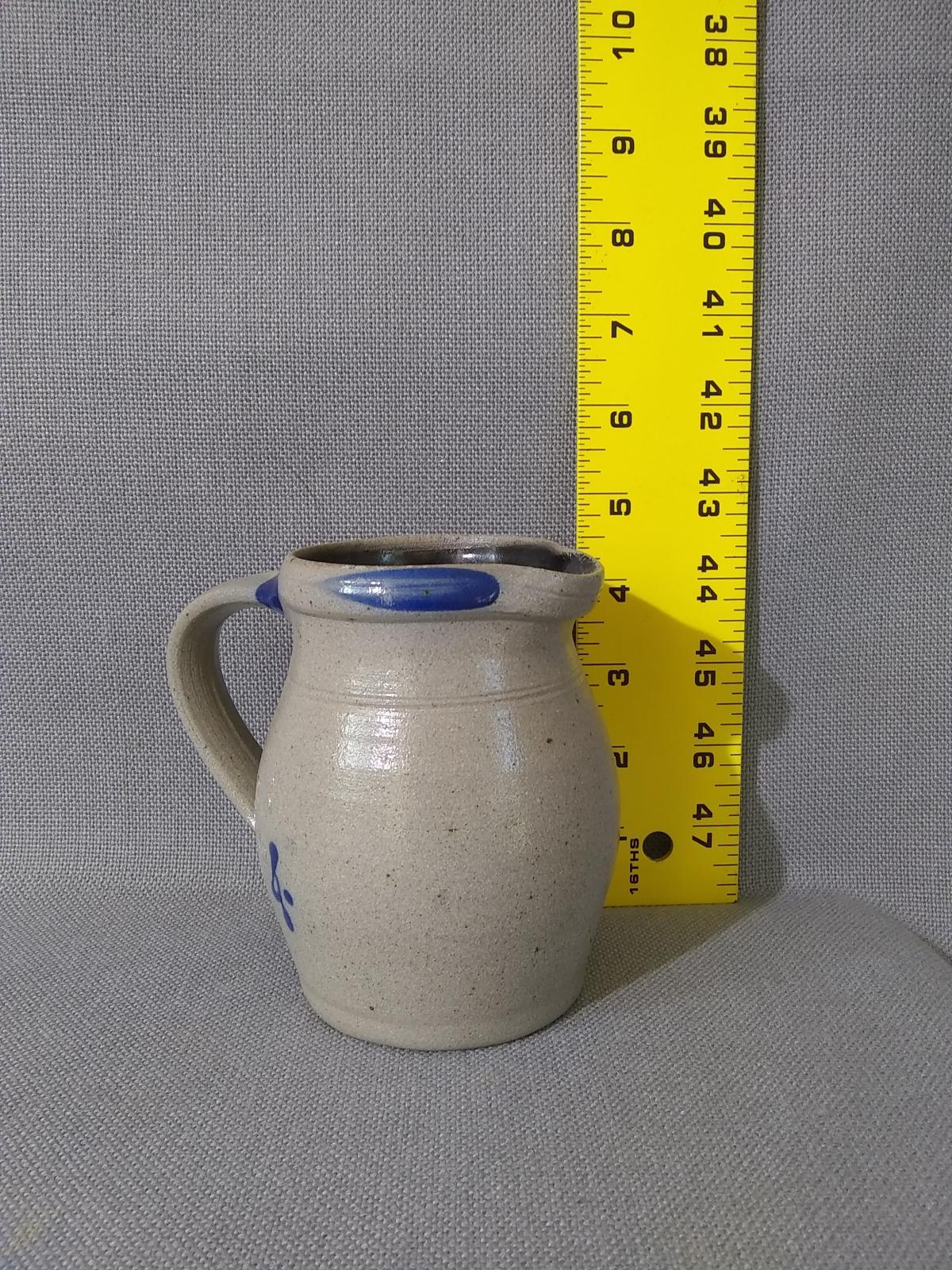 Blue Decorated Rowe Pottery Pitcher