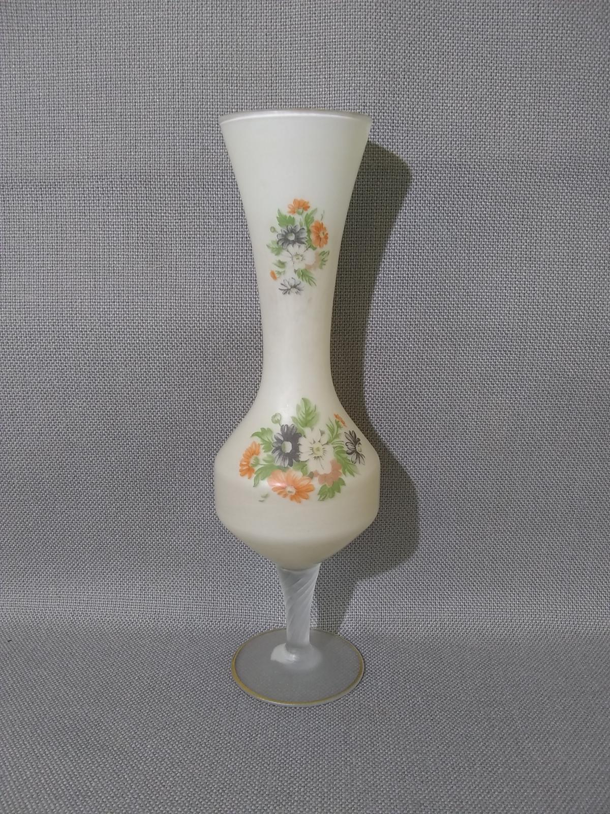 Vintage Hand painted and Satin Bud Vase