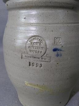 Blue Decorated Rowe Pottery Crock -Rocky Mount