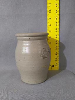 Blue Decorated Rowe Pottery Crock -Rocky Mount