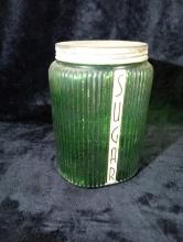 Antique Depression Green Hoosier Cabinet Sugar Jar
