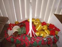 BL- Handled Basket w/ Christmas Ornaments