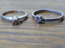 Jewelry - Pair of Sterling Silver Baby Rings with Rhinestone