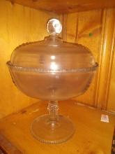 Vintage Glass Covered Candy Dish