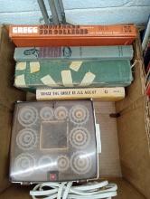 BL -Assorted Books and Hair Curlers