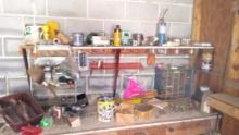 Bench Top Clean Off -  All Items Pictured - Small Parts Cabinet, Blow Torch, Hardware