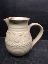 Contemporary Pottery Pitcher with Grape & Leaf Motif