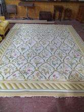 Hand Woven Wool Rug Made in India with Floral Design