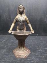 Antique Bronze Figure Egyptian Lady holding Basket by Vantimes France