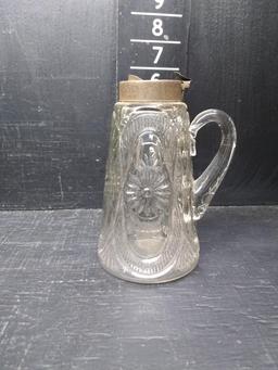 Turn of the Century Pressed Glass Syrup Pitcher -no lid