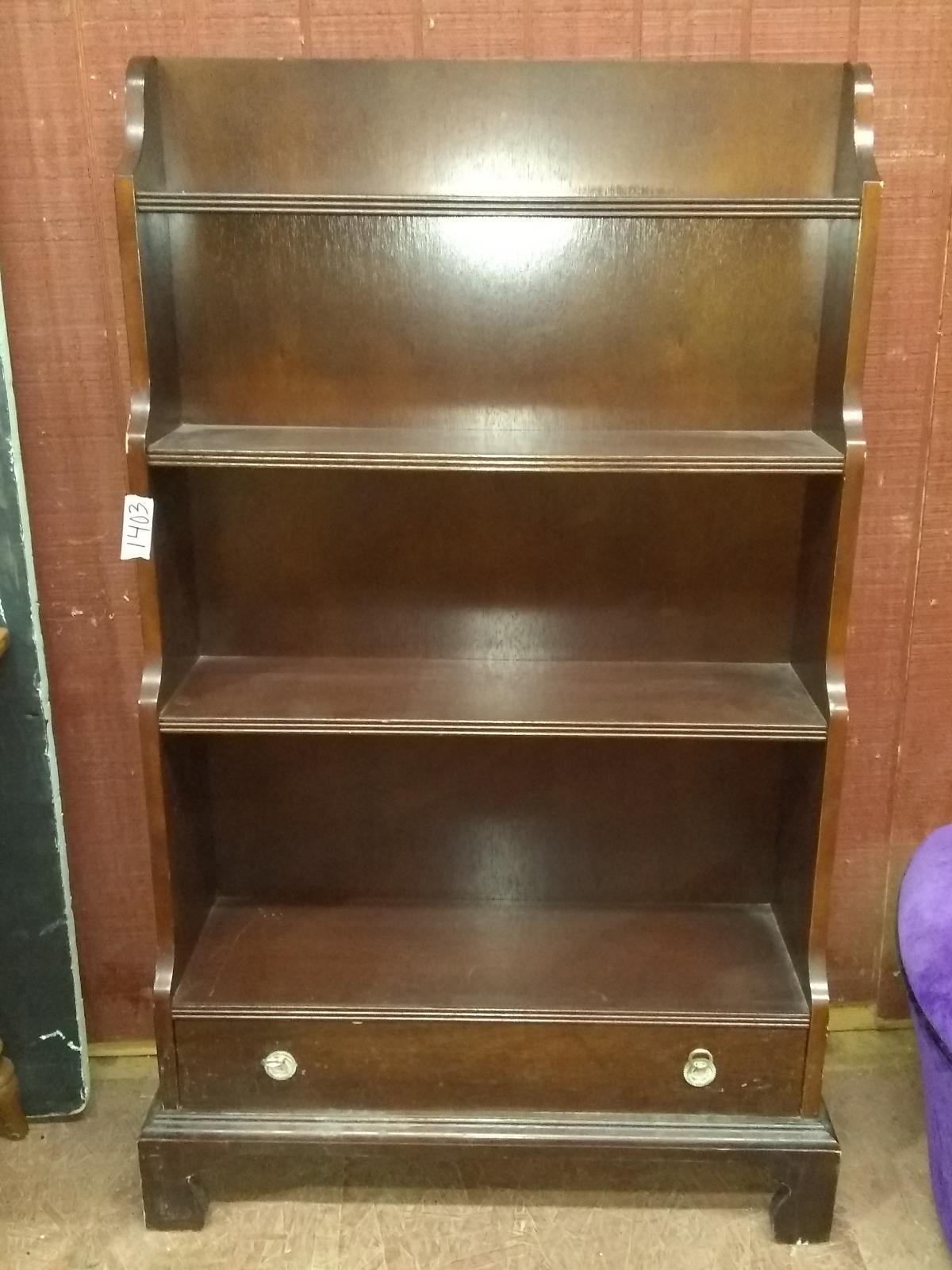 Contemporary Mahogany Bookcase with Single Drawer