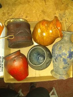 BL-Wooden Ice Bucket, Assorted Pottery Vases