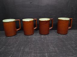 Collection 4 Glazed Pottery Coffee Mugs