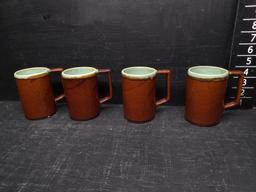 Collection 4 Glazed Pottery Coffee Mugs