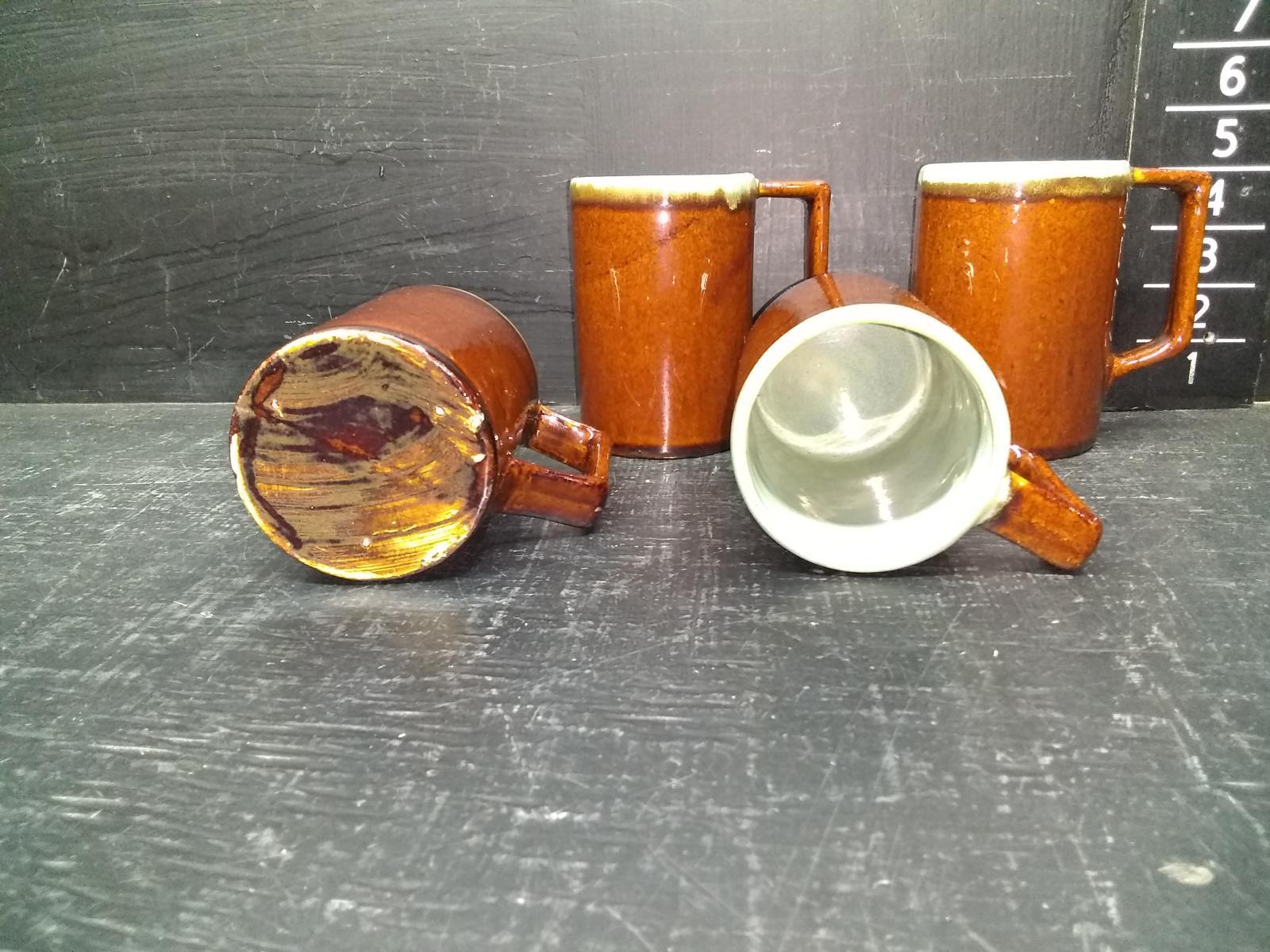 Collection 4 Glazed Pottery Coffee Mugs