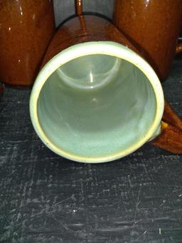 Collection 4 Glazed Pottery Coffee Mugs