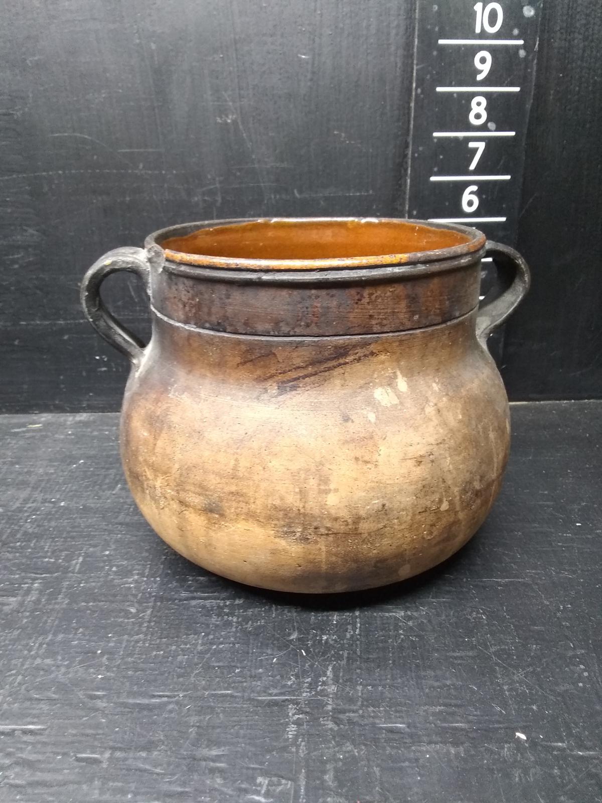 Terra Cotta Double Handle Internal Glazed Bean Pot