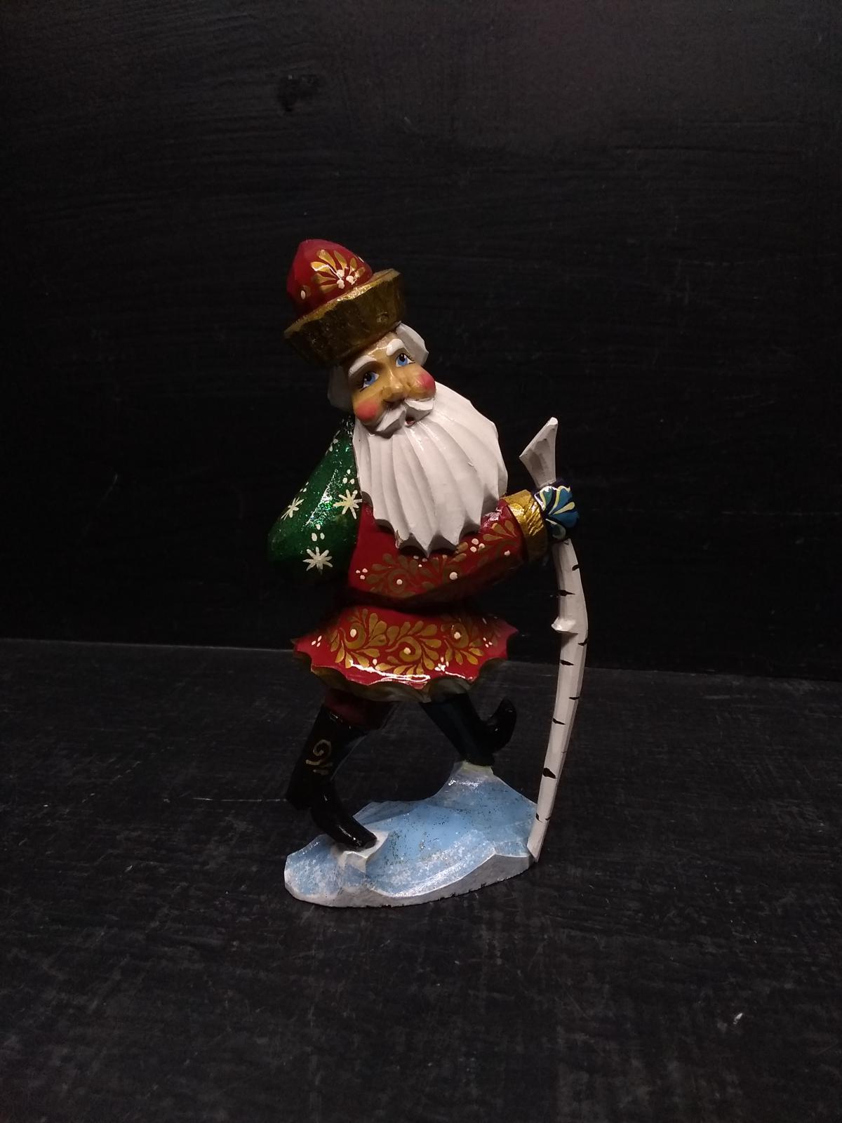 Hand painted Hiking Santa Figure