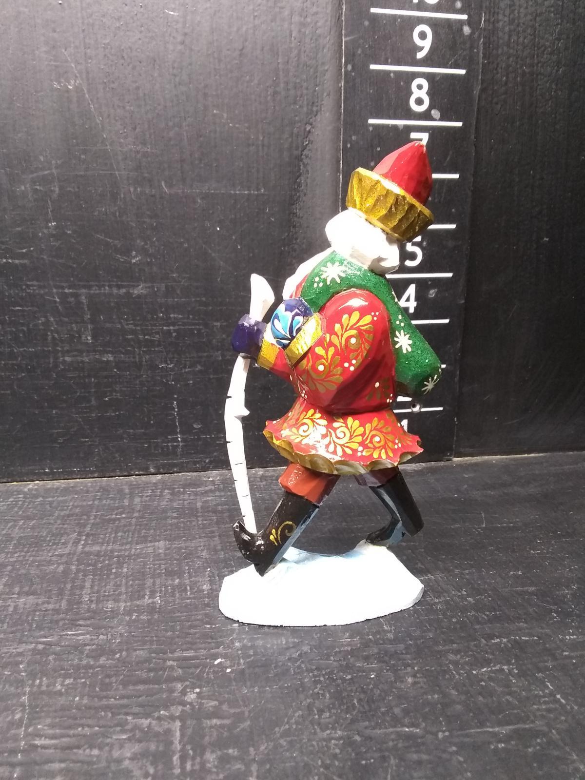 Hand painted Hiking Santa Figure