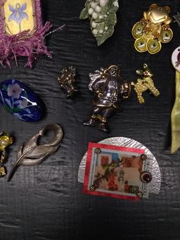 Assorted Costume Jewelry-Brooches and Novelty Pins