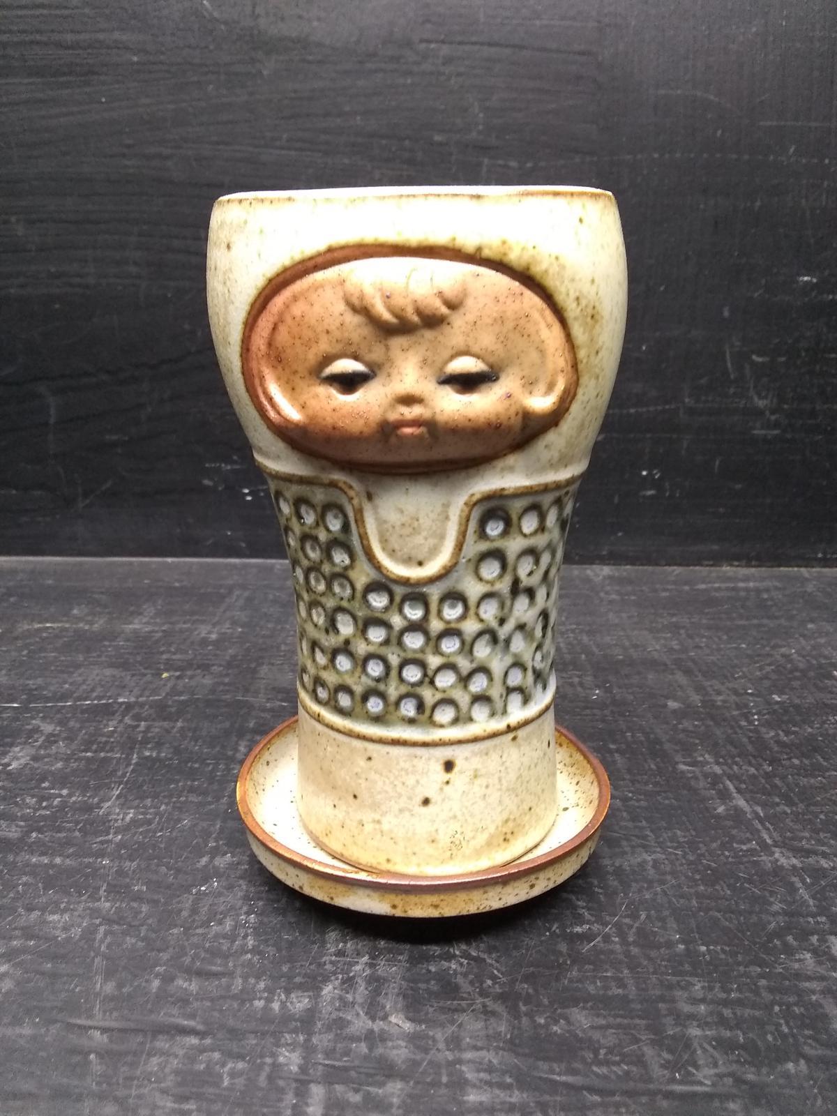 MCM Pottery Baby Face Cup with Underplate