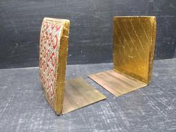Vintage Hand painted and Brass Bookends