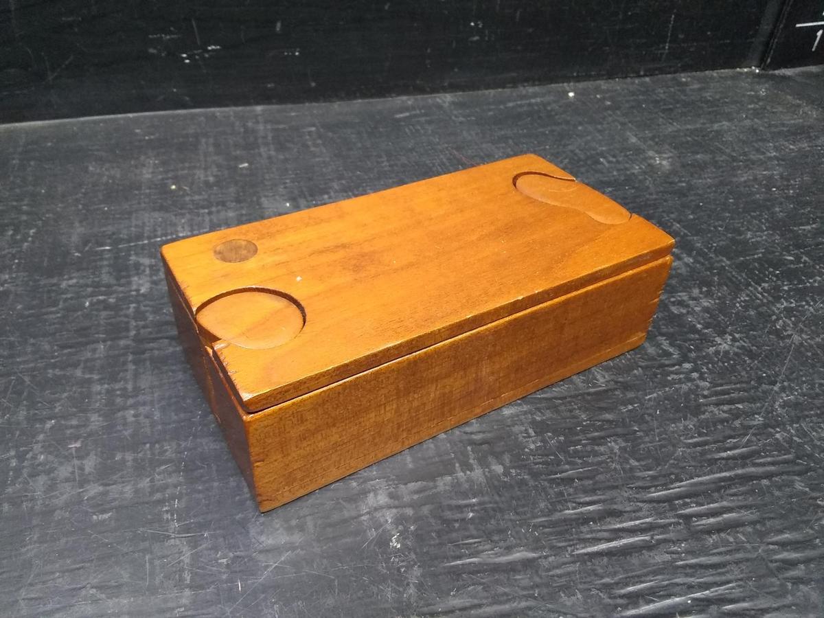 Hand Carved Wooden Puzzle Storage Box