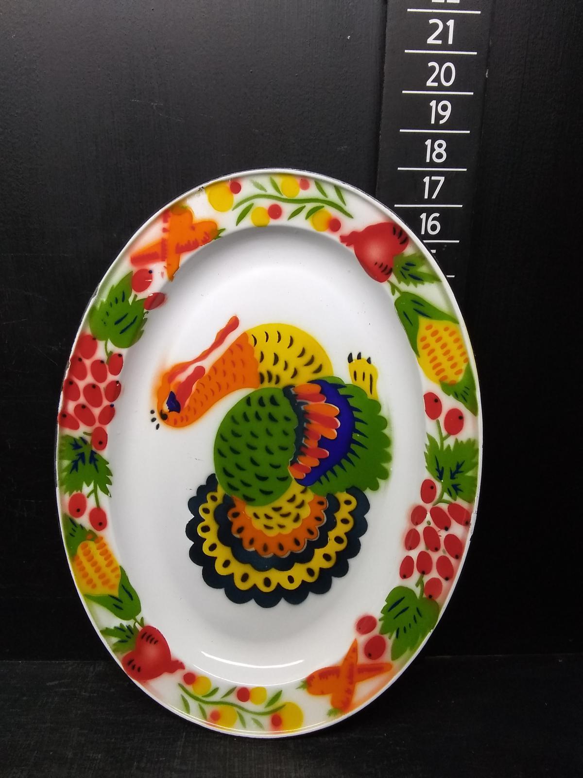 Hand painted Oval Metal Turkey Plate