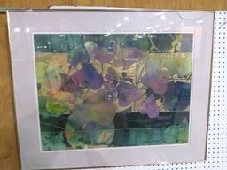 Framed and Double Matted Print-Metallic Leaves
