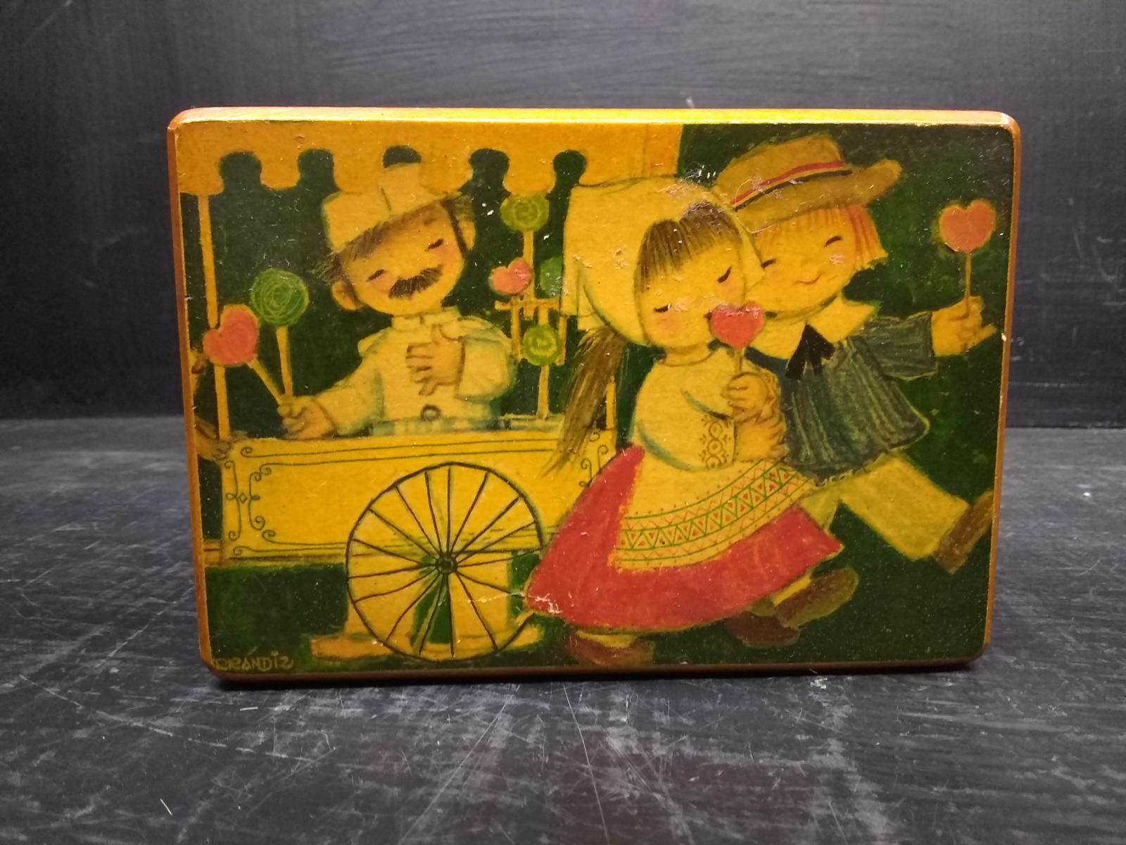 Vintage Decoupage Wooden Musical Jewelry Box